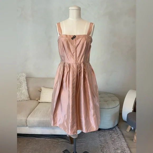 VERA WANG PINK FORMAL DRESS STRAIGHT SQUARE NECKLINE A-LINE DRESS - Picture 3 of 13